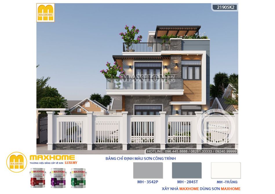 BỎNG MẮT - mẫu nhà mái bằng có thiết kế sang trọng | MH01139