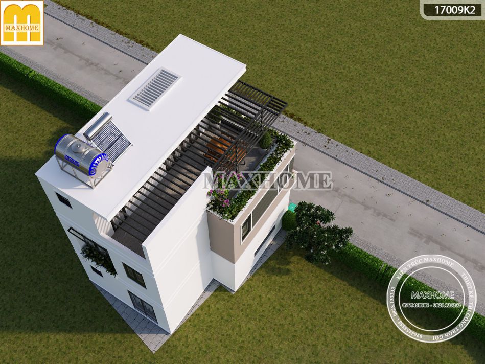 Thiết kế nhà 3 tầng hiện đại mặt tiền 9m tại Quảng Ninh | MH01518