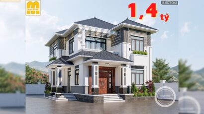 Thiết kế nhà mái Nhật 2 tầng đẹp tối giản chi phí tại Bắc Giang | MH01547