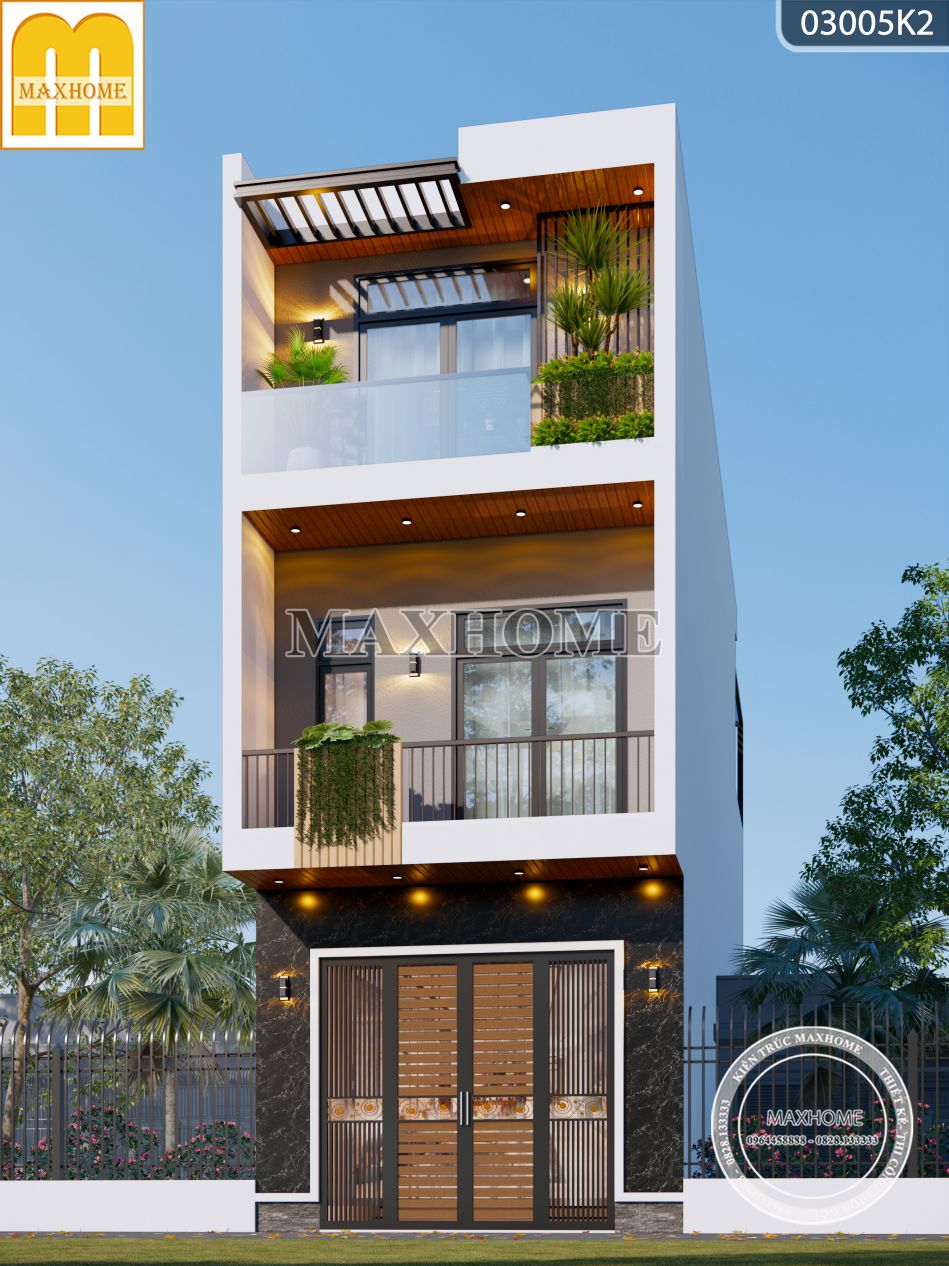 Thiết kế mẫu nhà phố 3 tầng ĐẸP ĐIÊN ĐẢO với mặt tiền 5m