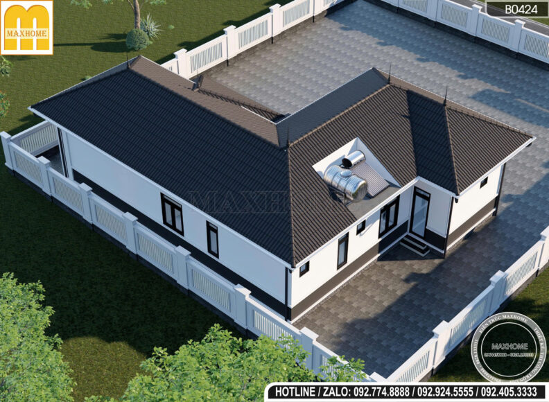 Phối cảnh 3D phía sau công trình MH46645 Phối cảnh 3D phía sau công trình MH46645