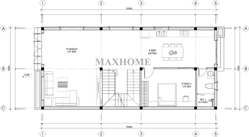 Mặt bằng công năng tầng 1 MH46390 Mặt bằng công năng tầng 1 MH46390