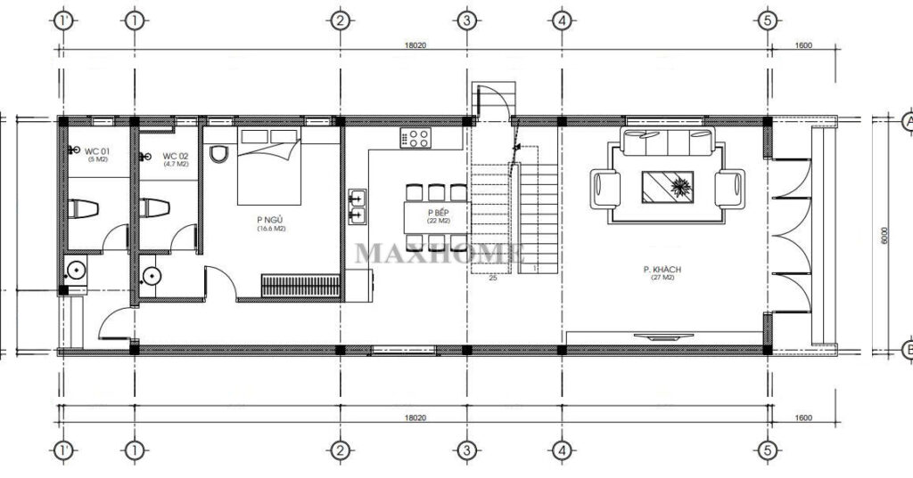Mặt bằng công năng tầng 1 MH46294