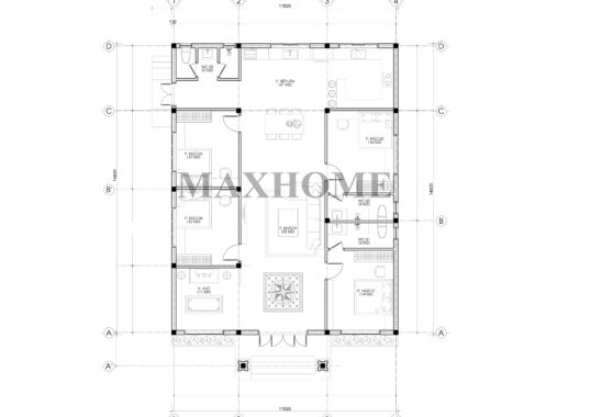 Mẫu biệt thự sân vườn 1 tầng tân cổ siêu đẹp, siêu mê - MH46609 Mẫu biệt thự sân vườn 1 tầng tân cổ siêu đẹp, siêu mê - MH46609