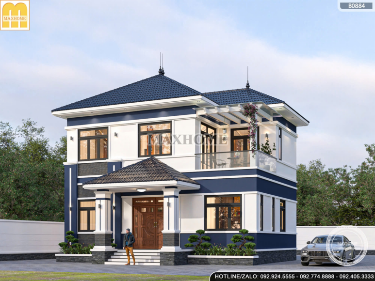 Mẫu nhà 3 gian mái nhật 2 tầng hiện đại đẹp xuất sắc tại Bắc Ninh