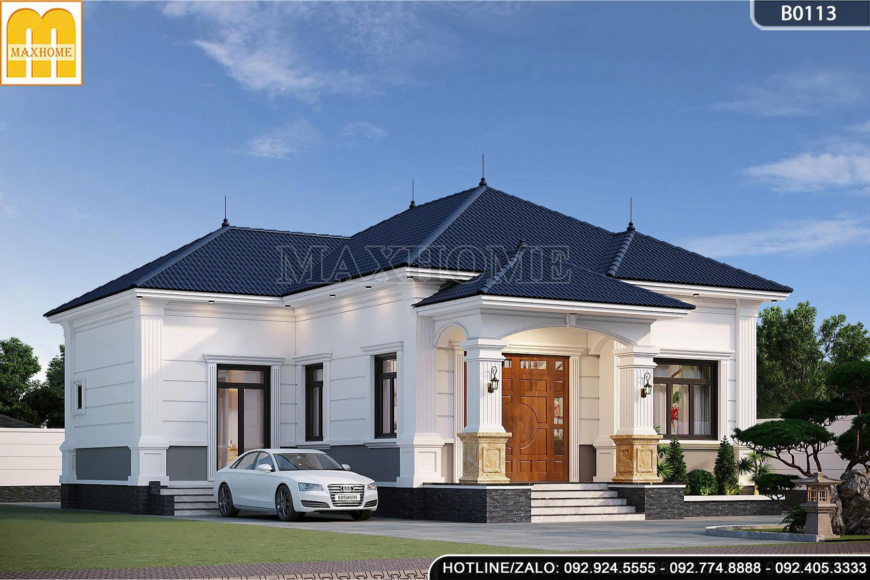 Mẫu nhà vườn cấp 4 mái nhật chữ L tân cổ điển chi phí 1,4 tỷ tại Sơn La