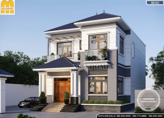 Mẫu nhà 2 tầng mái Nhật hiện đại, sang trọng - MH46315