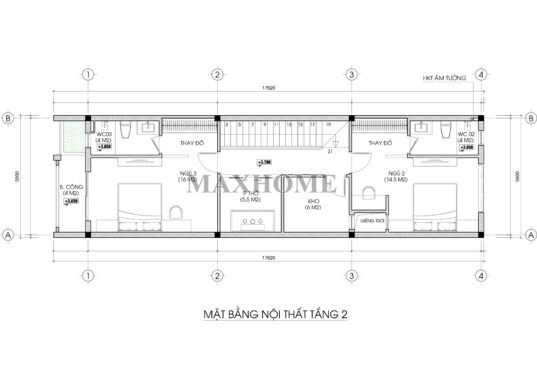 Mẫu nhà phố 5m mặt tiền hiện đại, trẻ trung - MH46646 Mẫu nhà phố 5m mặt tiền hiện đại, trẻ trung - MH46646