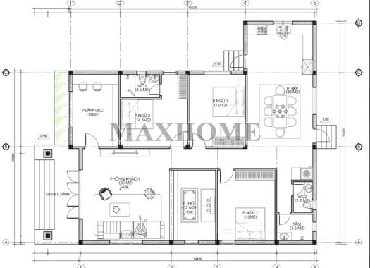 Mẫu nhà vườn mái Nhật 1 tầng đầy đủ tiện nghi - MH46824