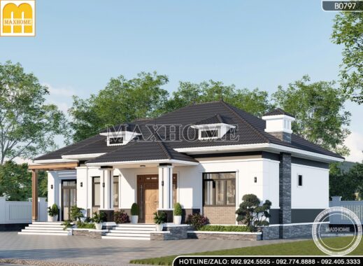 Mẫu nhà vườn mái Nhật 1 tầng khiến người xem mê mẩn - MH46638