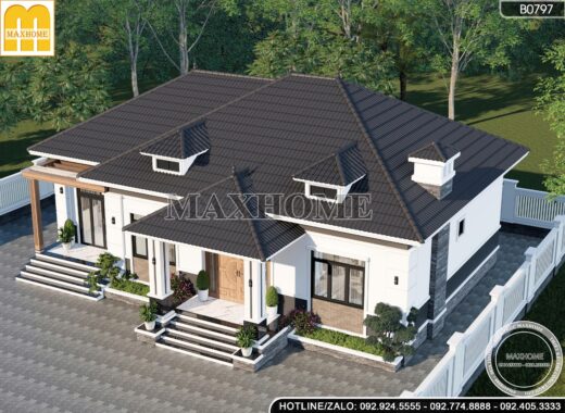 Mẫu nhà vườn mái Nhật 1 tầng khiến người xem mê mẩn - MH46638