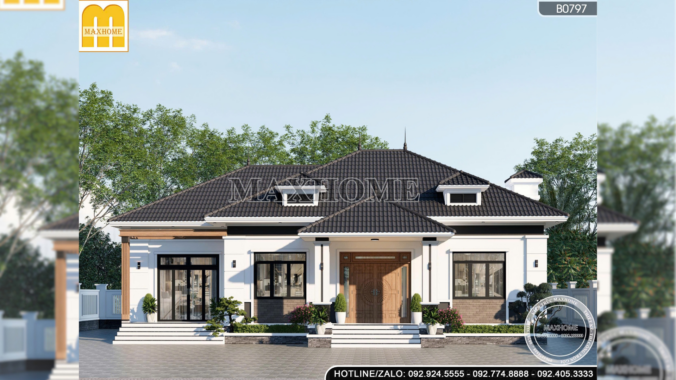 Mẫu nhà vườn mái Nhật 1 tầng khiến người xem mê mẩn - MH46638