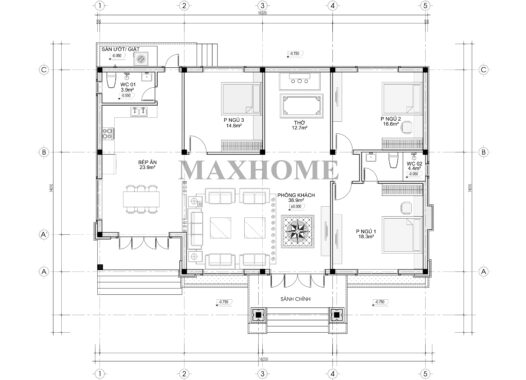 Mẫu nhà vườn mái Nhật 1 tầng khiến người xem mê mẩn - MH46638
