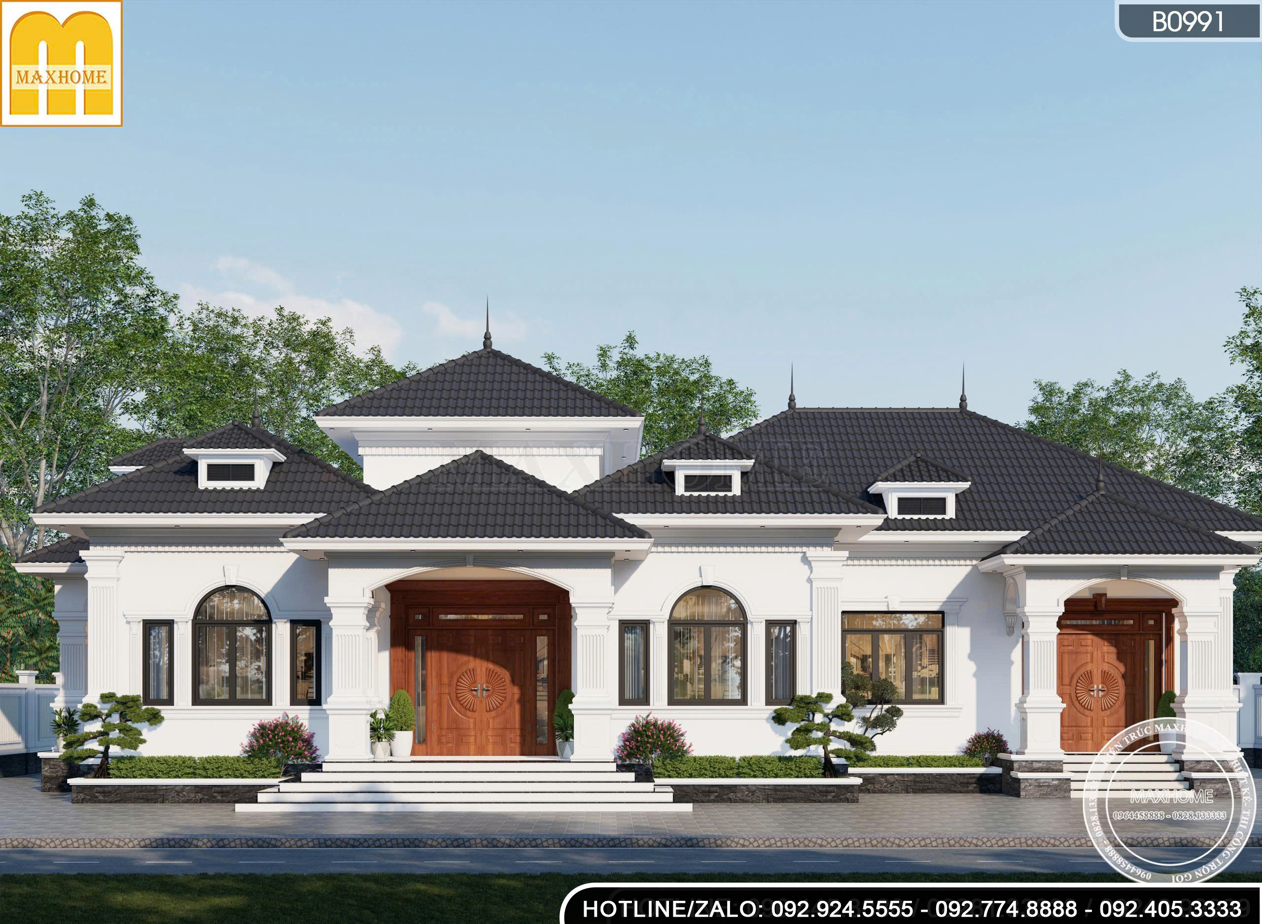 Mẫu Biệt Thự Tân Cổ Điển Mái Nhật | MH46823 Mẫu Biệt Thự Tân Cổ Điển Mái Nhật | MH46823