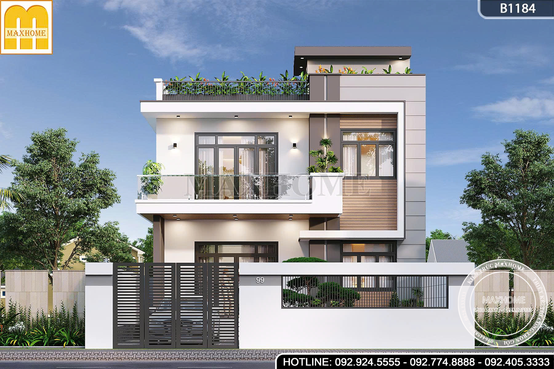 Mẫu nhà 2 tầng mái bằng | MH47029