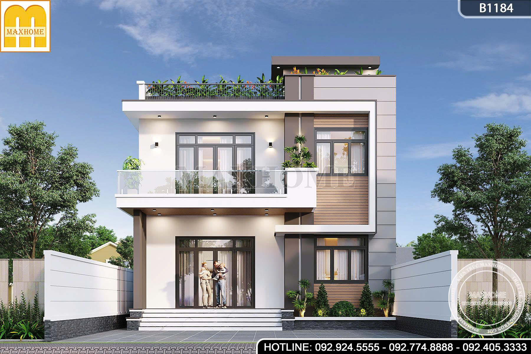 Mẫu nhà 2 tầng mái bằng | MH47029