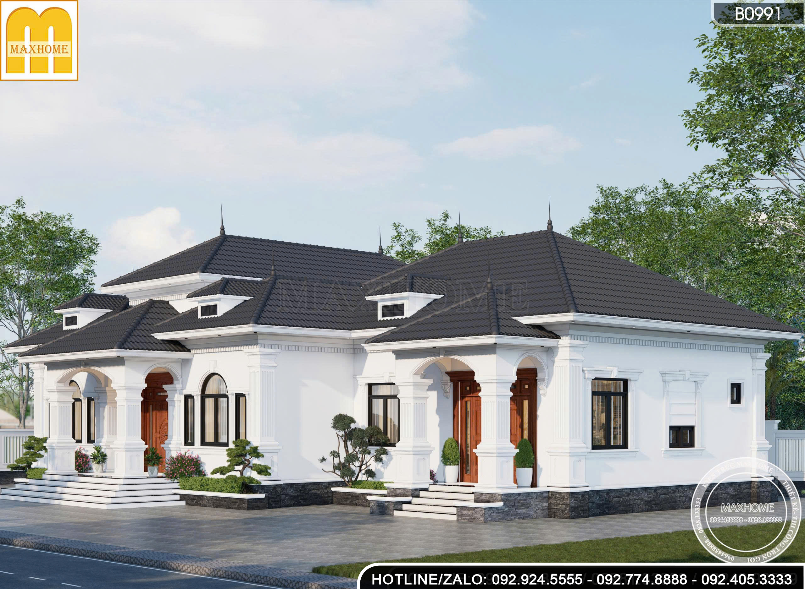 Mẫu Biệt Thự Tân Cổ Điển Mái Nhật | MH46823 Mẫu Biệt Thự Tân Cổ Điển Mái Nhật | MH46823