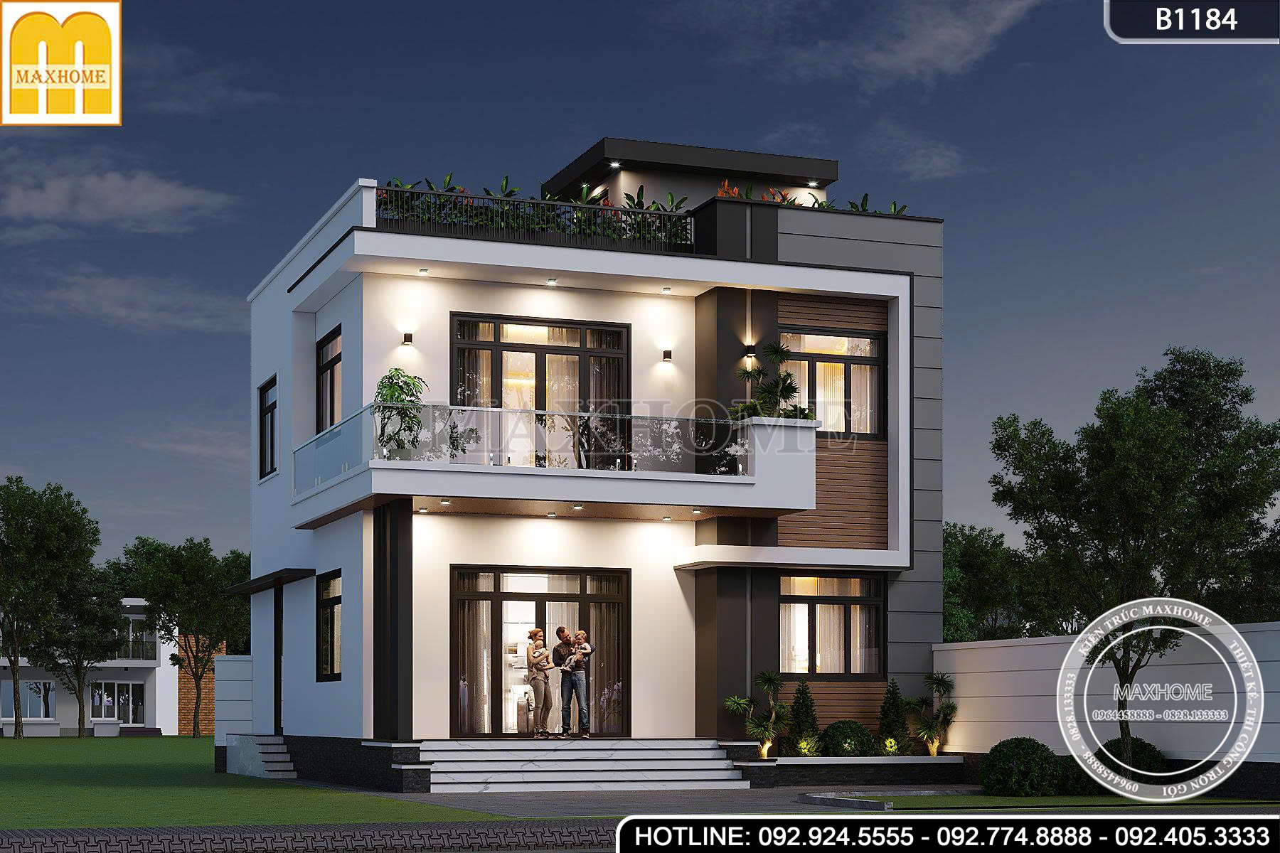 Mẫu nhà 2 tầng mái bằng | MH47029