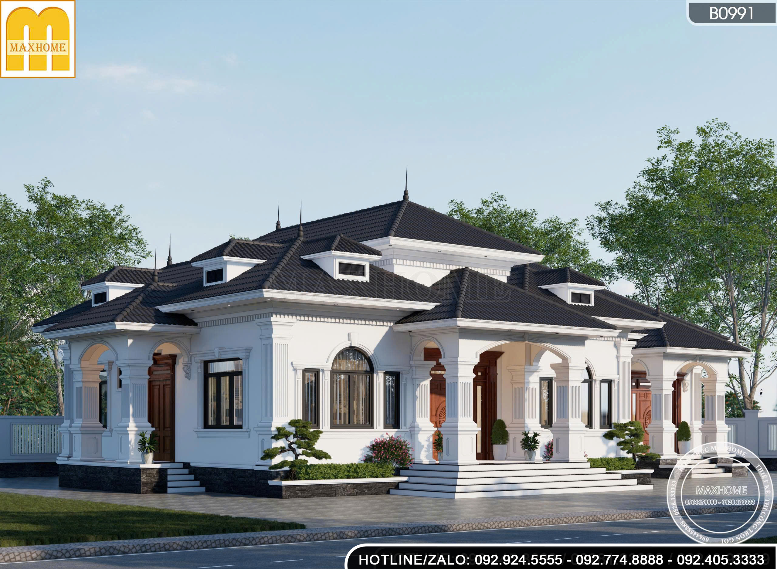 Mẫu Biệt Thự Tân Cổ Điển Mái Nhật | MH46823 Mẫu Biệt Thự Tân Cổ Điển Mái Nhật | MH46823