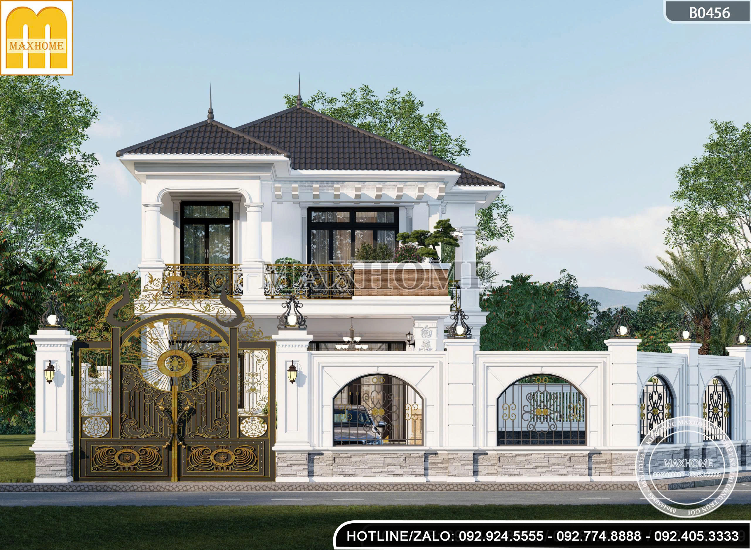 Mẫu nhà 2 tầng mái Nhật tân cổ | MH46480 Mẫu nhà 2 tầng mái Nhật tân cổ | MH46480