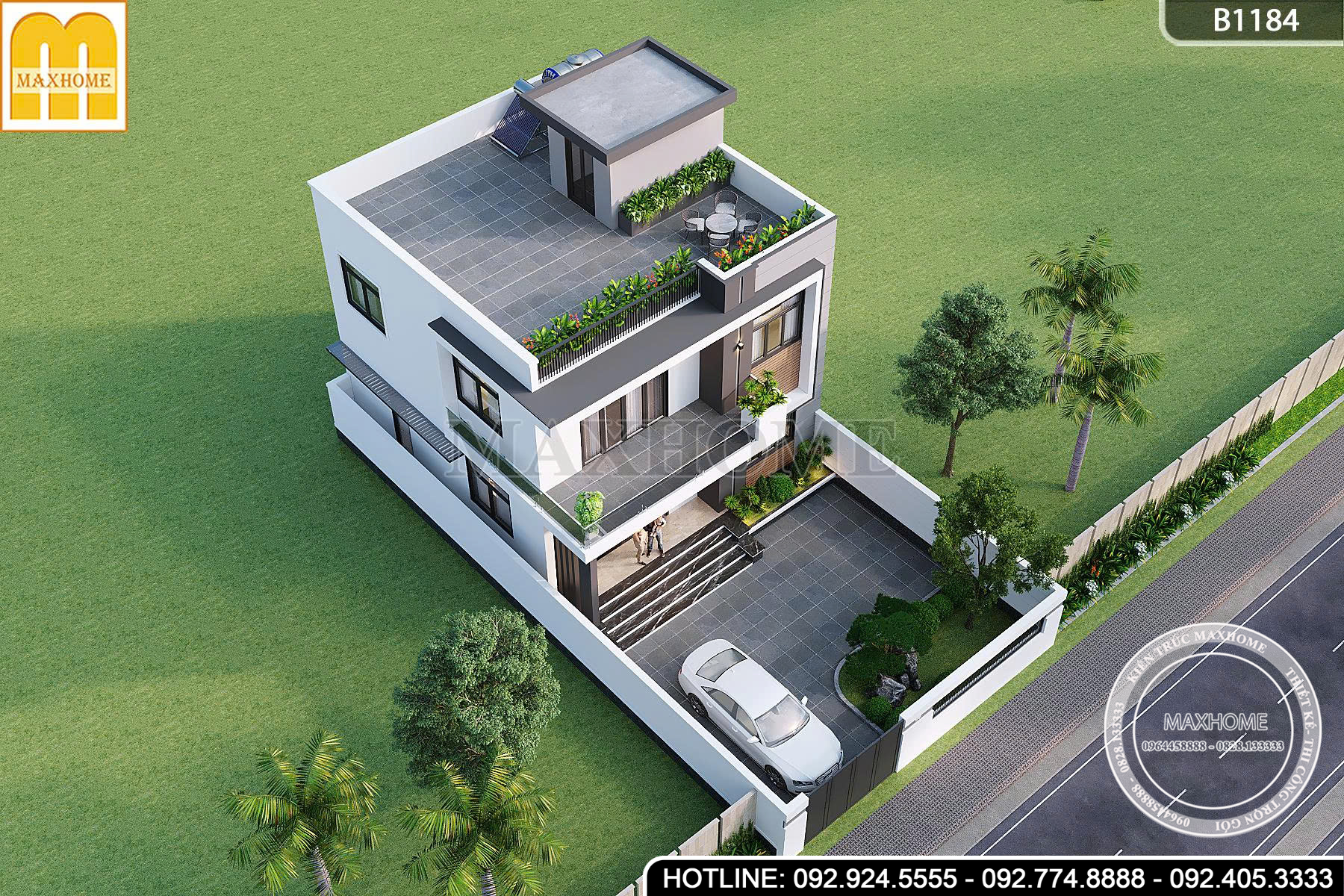 Mẫu nhà 2 tầng mái bằng | MH47029
