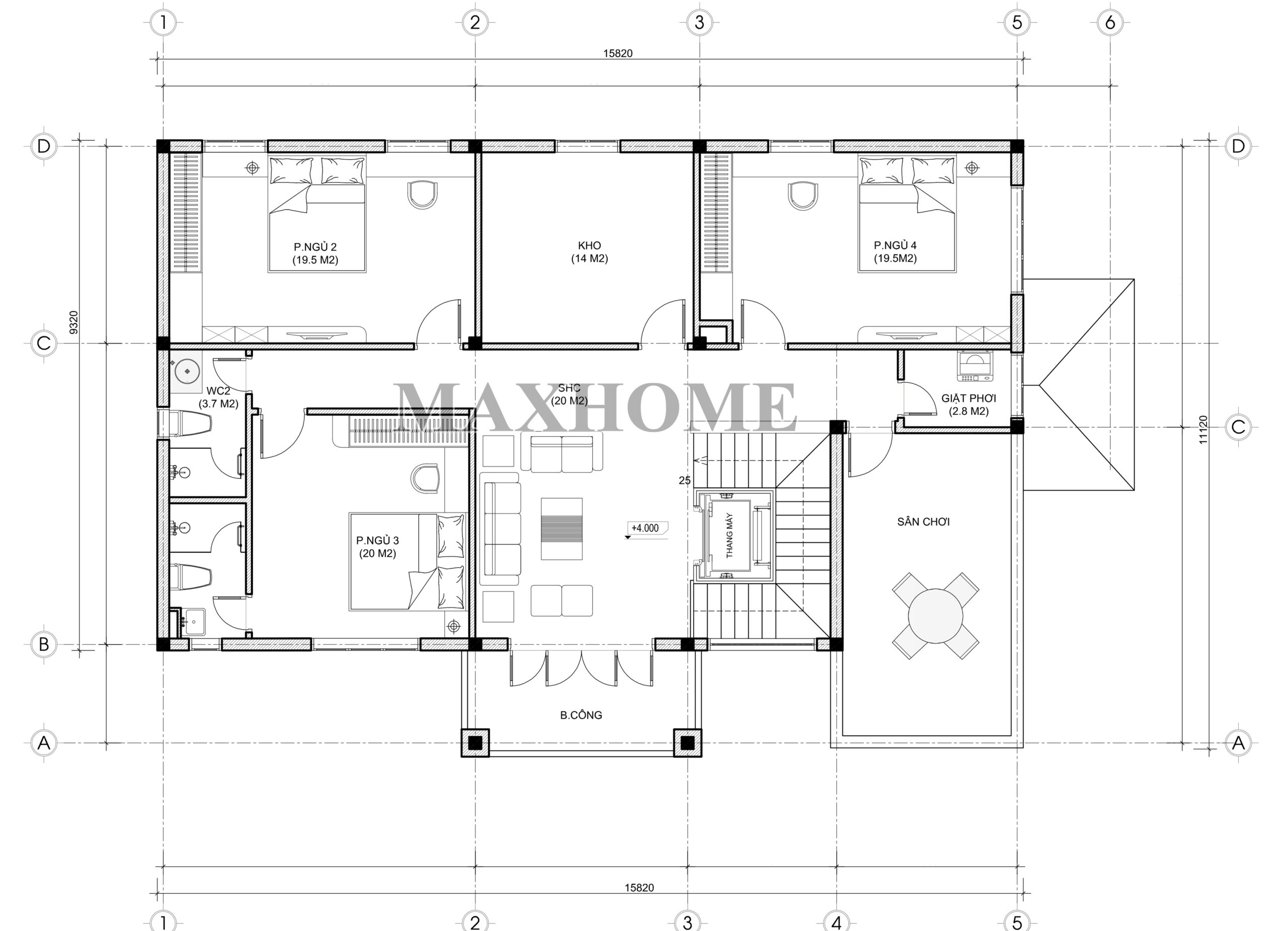 Biệt thự tân cổ điển mái Thái siêu đẳng cấp tại Hà Nội - MH47046