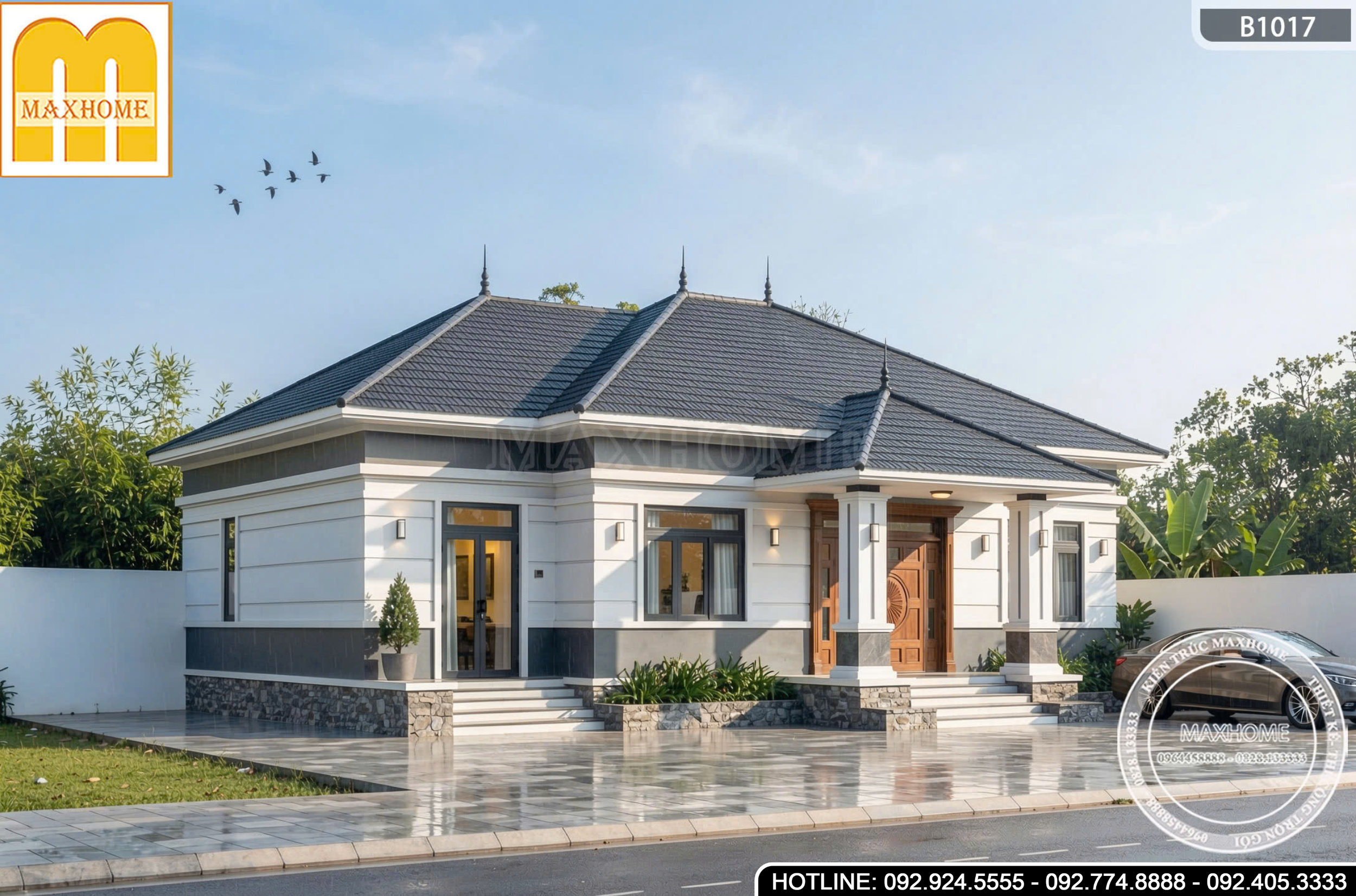 Mẫu nhà vườn mái Nhật 1 tầng hiện đại, chi phí hợp lý | MH46930 Mẫu nhà vườn mái Nhật 1 tầng hiện đại, chi phí hợp lý | MH46930