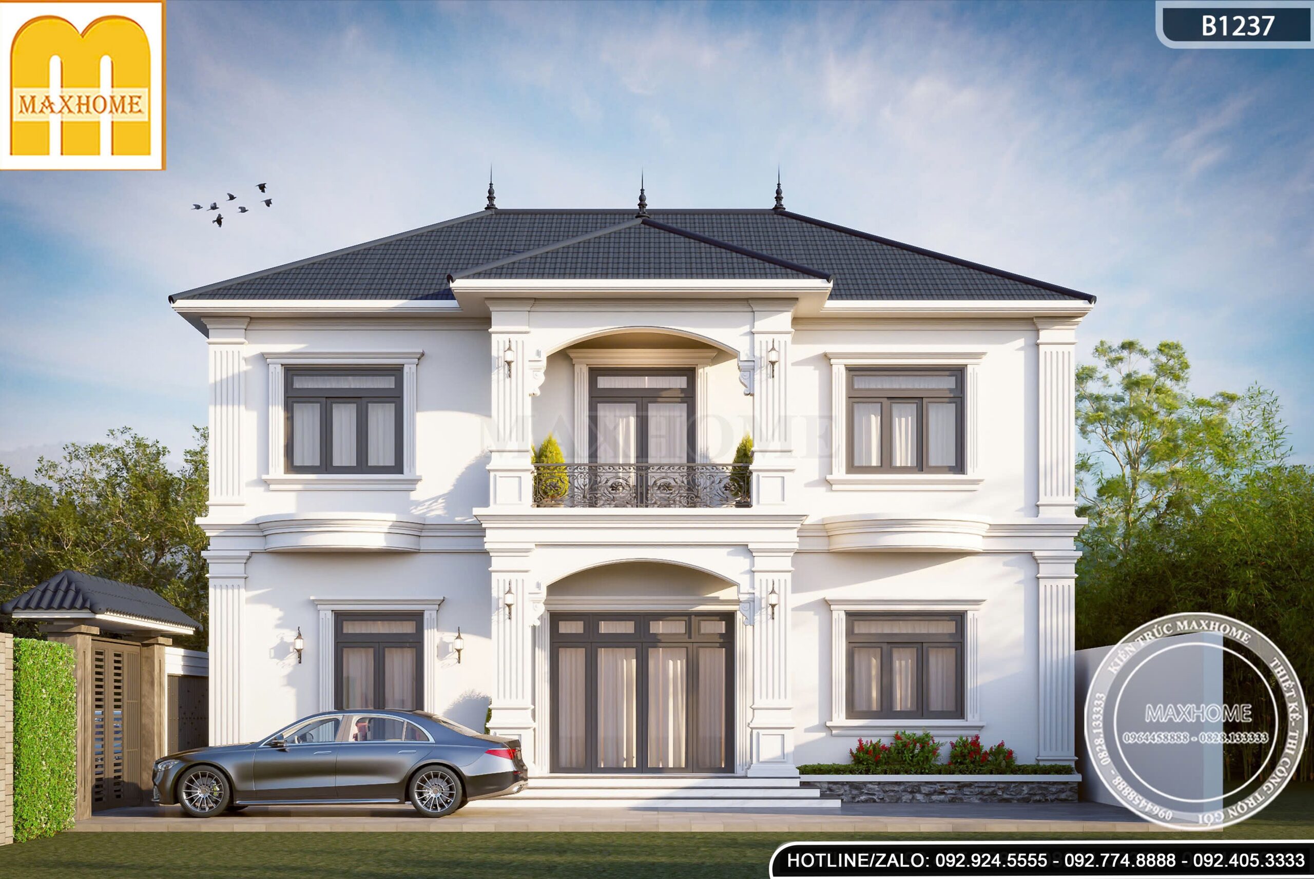 Ngắm nhìn mẫu nhà mái Nhật 3 gian tinh tế, sang trọng tại Hà Nội - MH47044 Ngắm nhìn mẫu nhà mái Nhật 3 gian tinh tế, sang trọng tại Hà Nội - MH47044