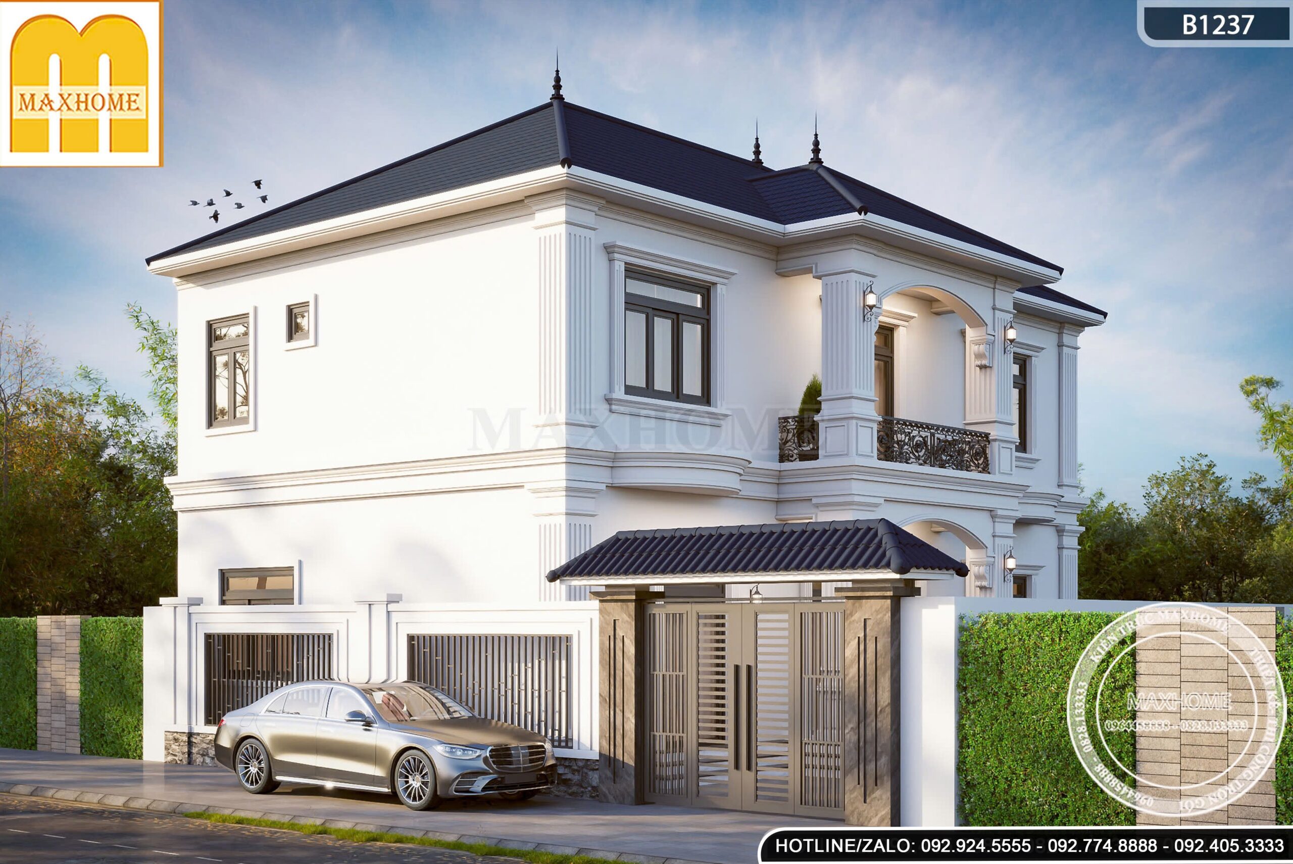 Ngắm nhìn mẫu nhà mái Nhật 3 gian tinh tế, sang trọng tại Hà Nội - MH47044 Ngắm nhìn mẫu nhà mái Nhật 3 gian tinh tế, sang trọng tại Hà Nội - MH47044