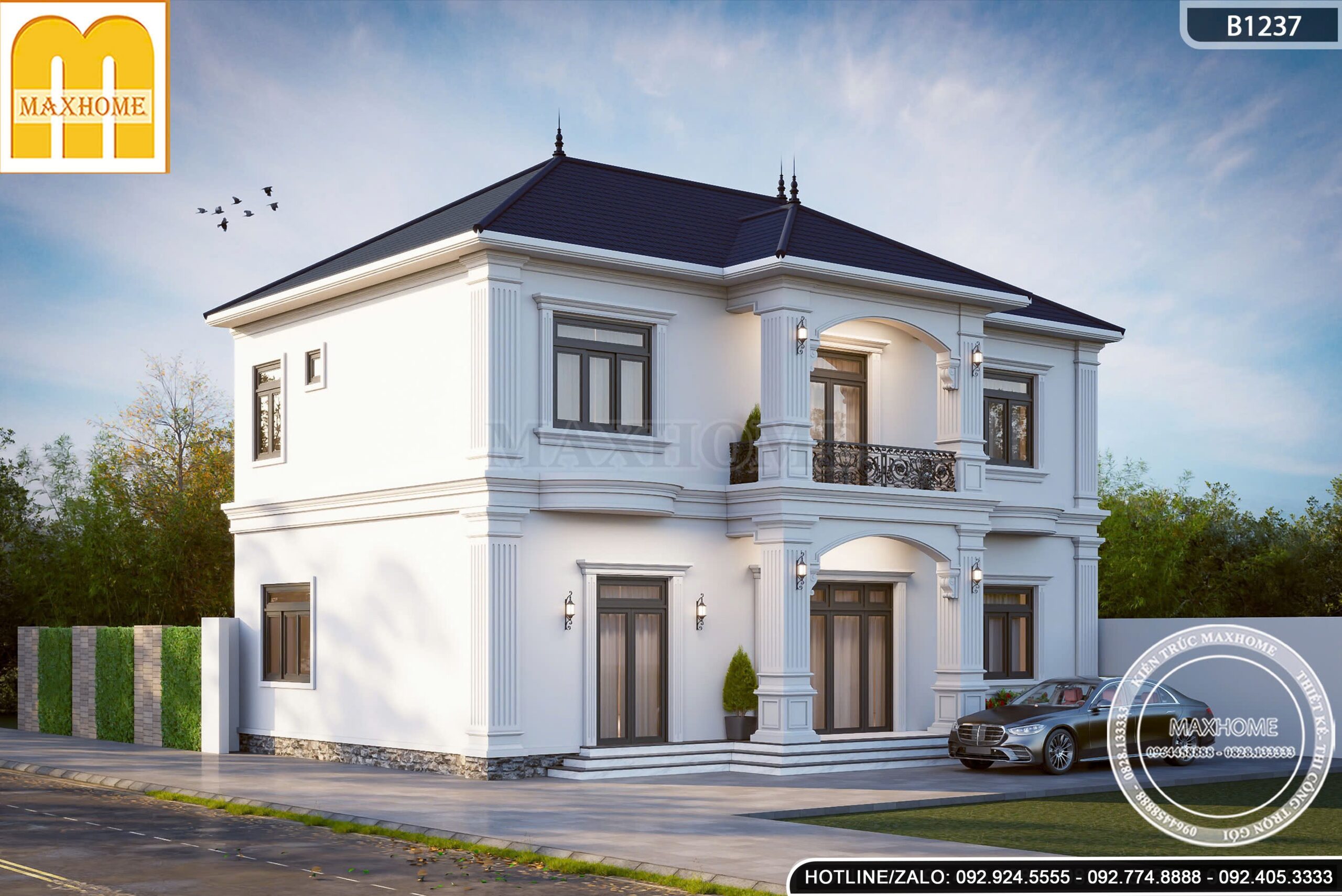 Ngắm nhìn mẫu nhà mái Nhật 3 gian tinh tế, sang trọng tại Hà Nội - MH47044 Ngắm nhìn mẫu nhà mái Nhật 3 gian tinh tế, sang trọng tại Hà Nội - MH47044