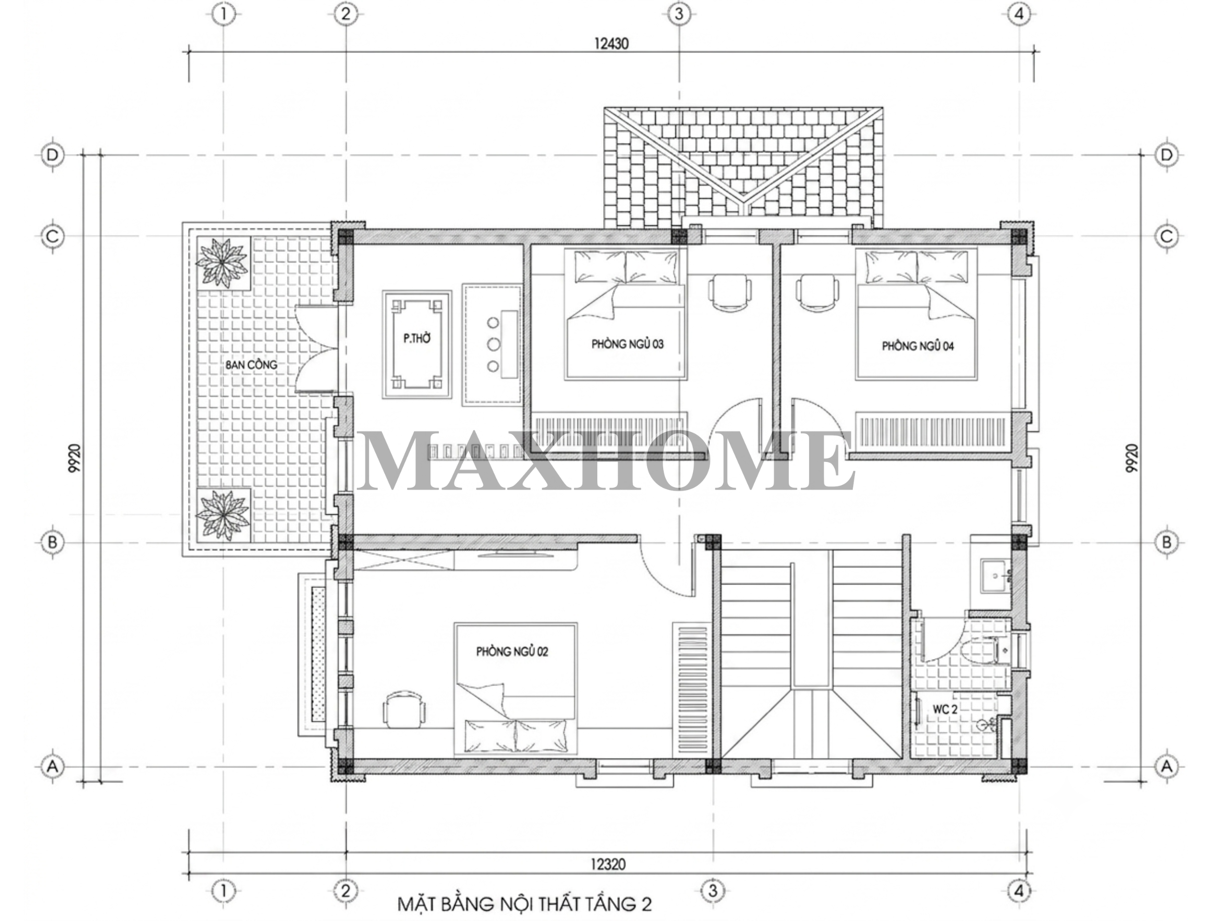 Thiết kế mẫu nhà mái Nhật 4 phòng ngủ tại Ninh Bình - MH46892