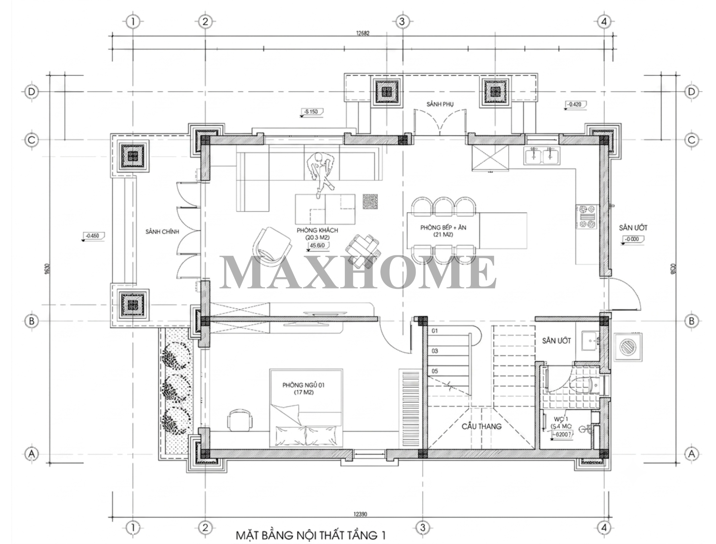 Thiết kế mẫu nhà mái Nhật 4 phòng ngủ tại Ninh Bình - MH46892