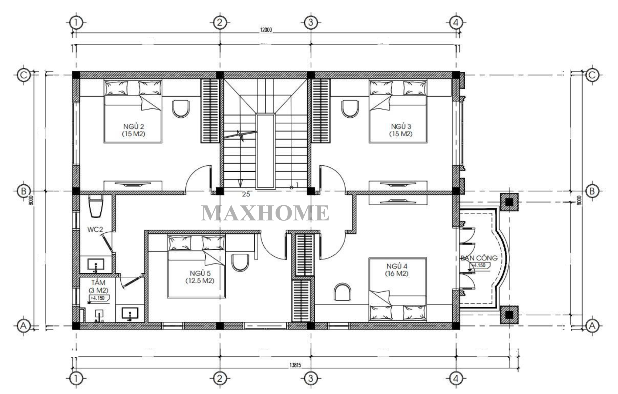 Mặt bằng công năng sử dụng tầng 2