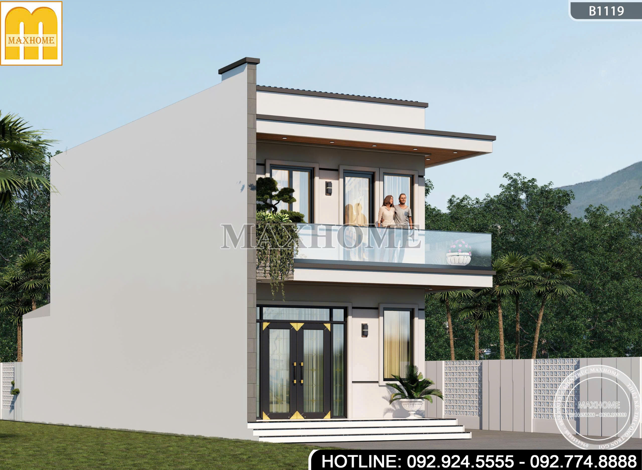 Mẫu Nhà 2 Tầng Mái Bằng | MH46981