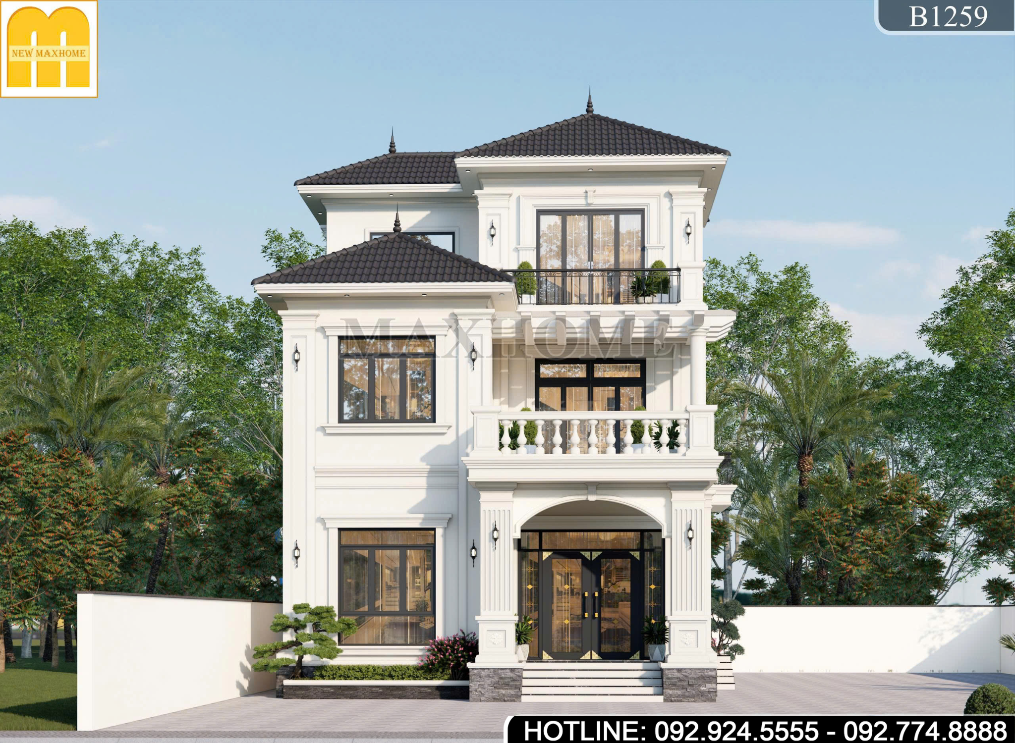 Nhà 3 tầng mái Nhật tân cổ đẹp đẳng cấp | MH47101