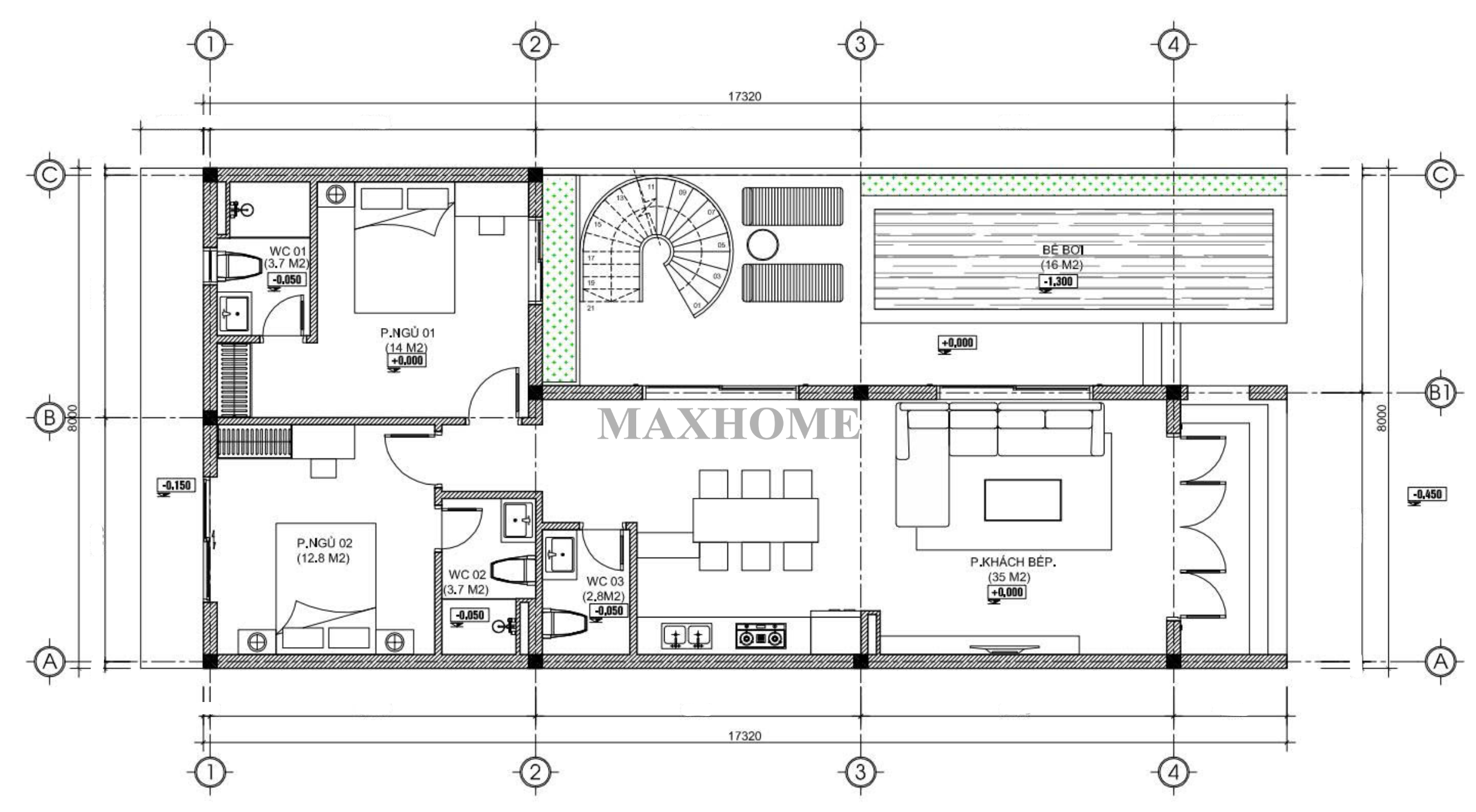 Mặt bằng công năng sử dụng tầng 1