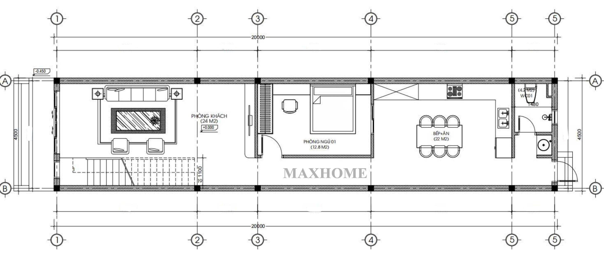 Mặt bằng bố trí công năng tầng 1
