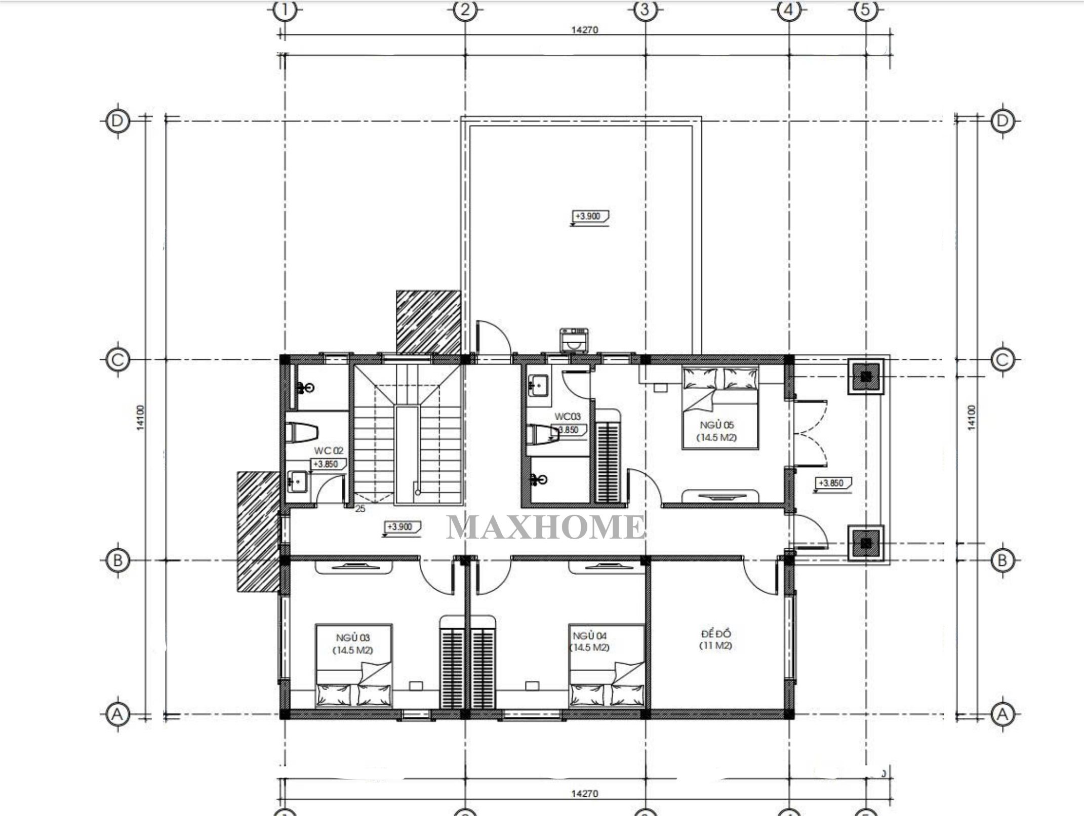 Mặt bằng bố trí công năng tầng 2