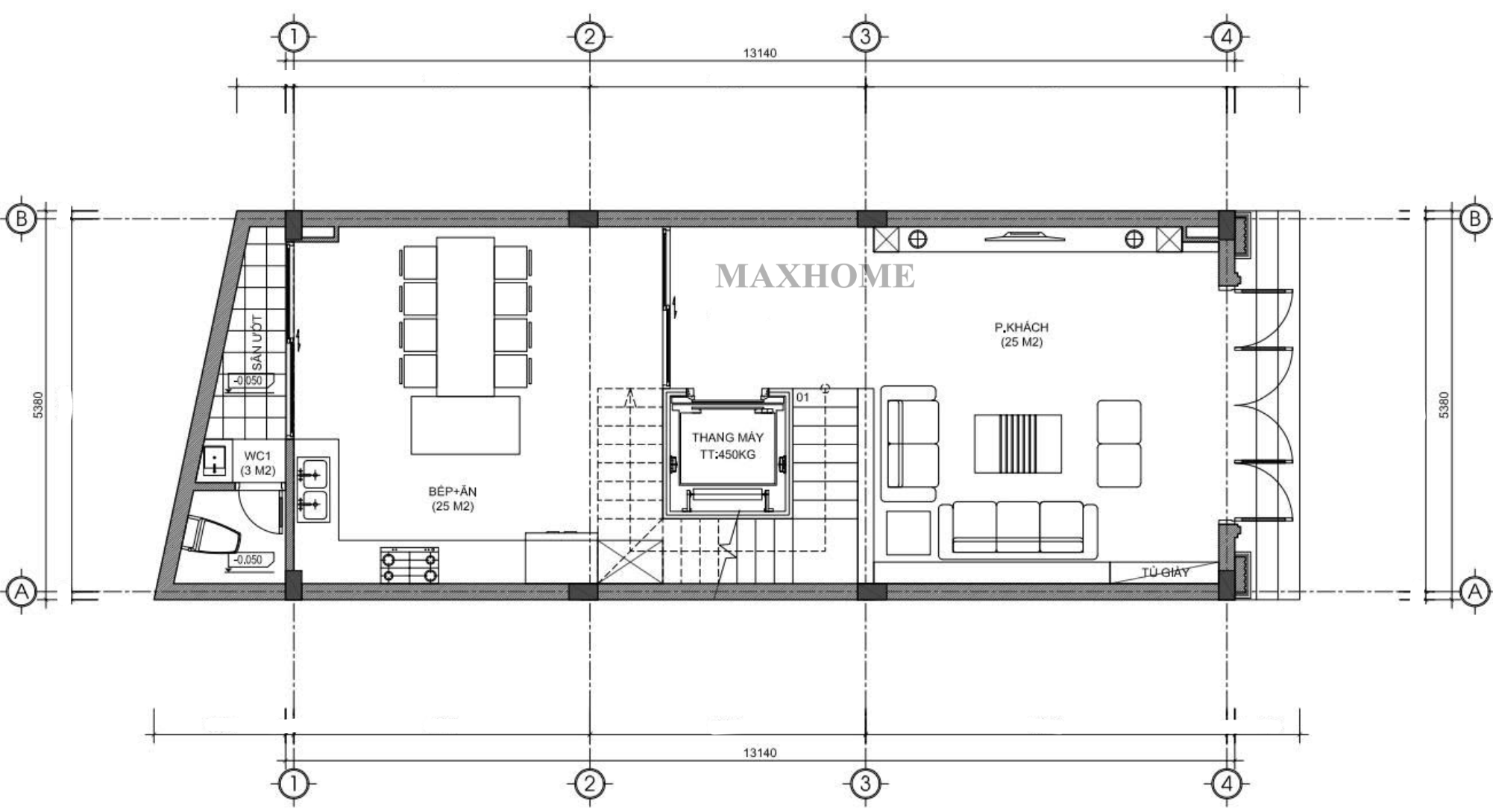 Mặt bằng bố trí công năng tầng 1