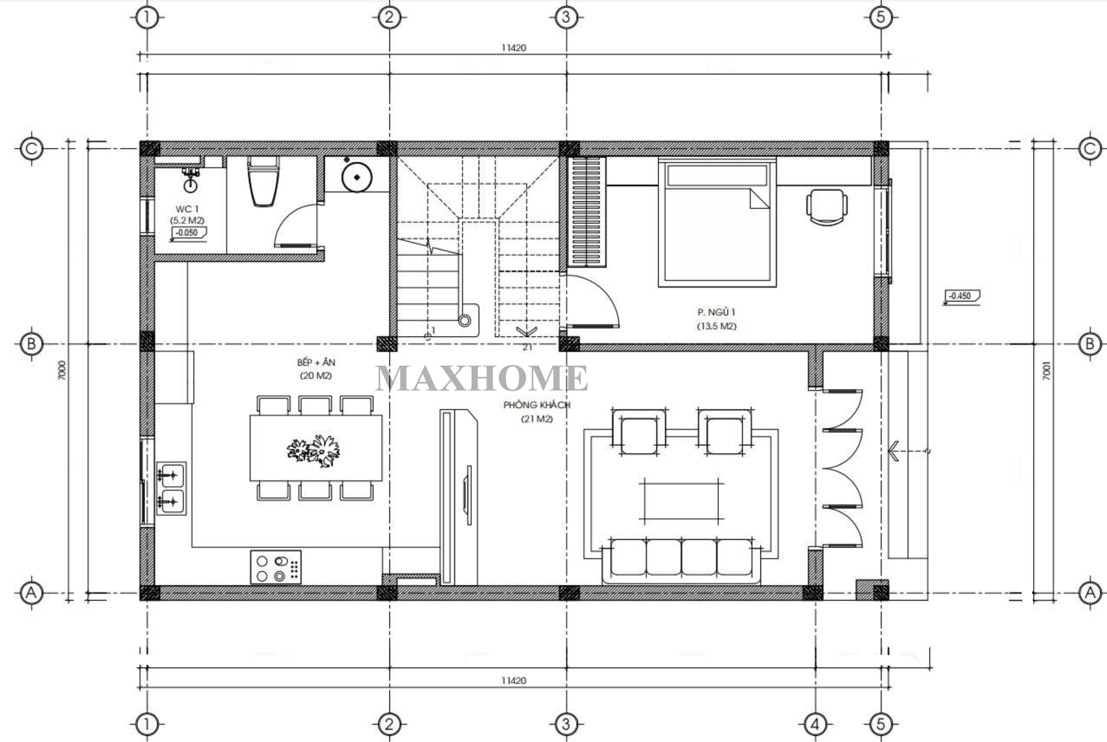 Mặt bằng bố trí công năng tầng 1