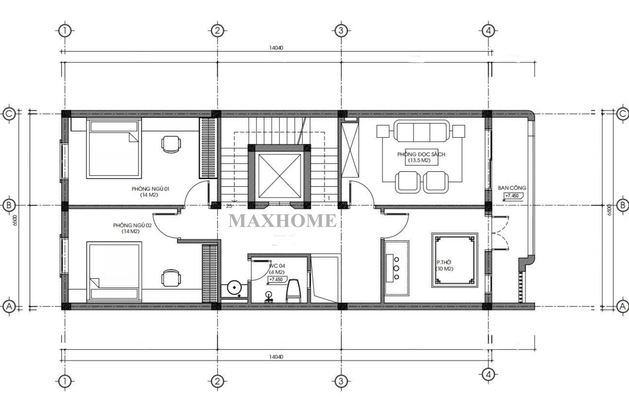 Mặt bằng bố trí công năng tầng 3 Mặt bằng bố trí công năng tầng 3