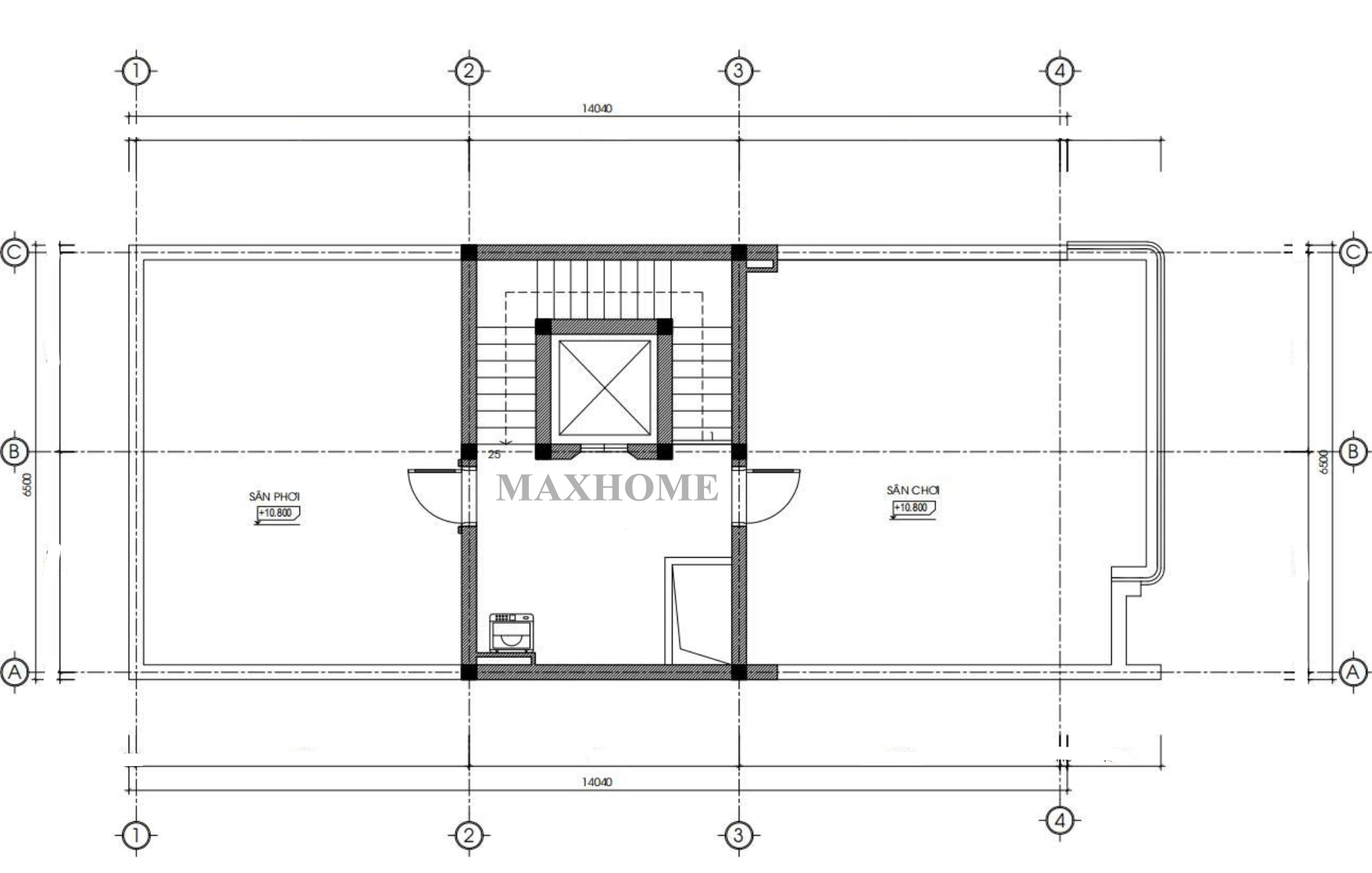 Mặt bằng bố trí công năng tầng tum