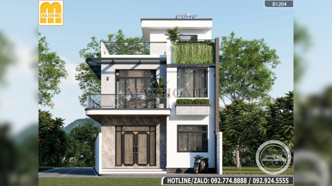 Top Mẫu Nhà 2 Tầng 1 Tum | MH47023