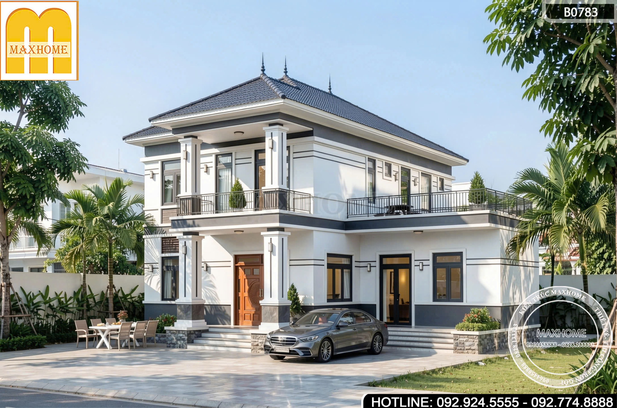 Mẫu Nhà 2 Tầng Mái Nhật Sang Trọng | MH46967