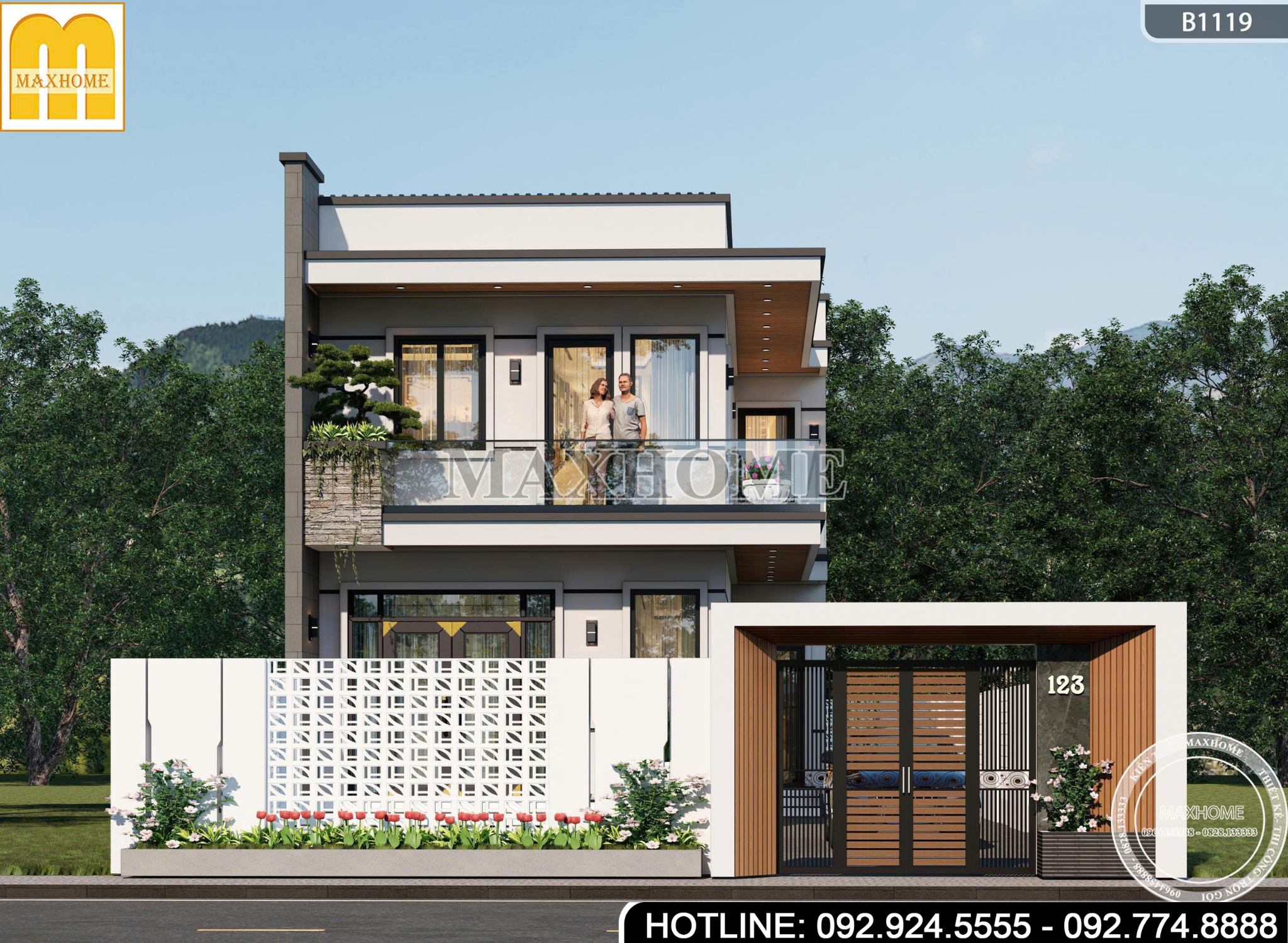 Mẫu Nhà 2 Tầng Mái Bằng | MH46981