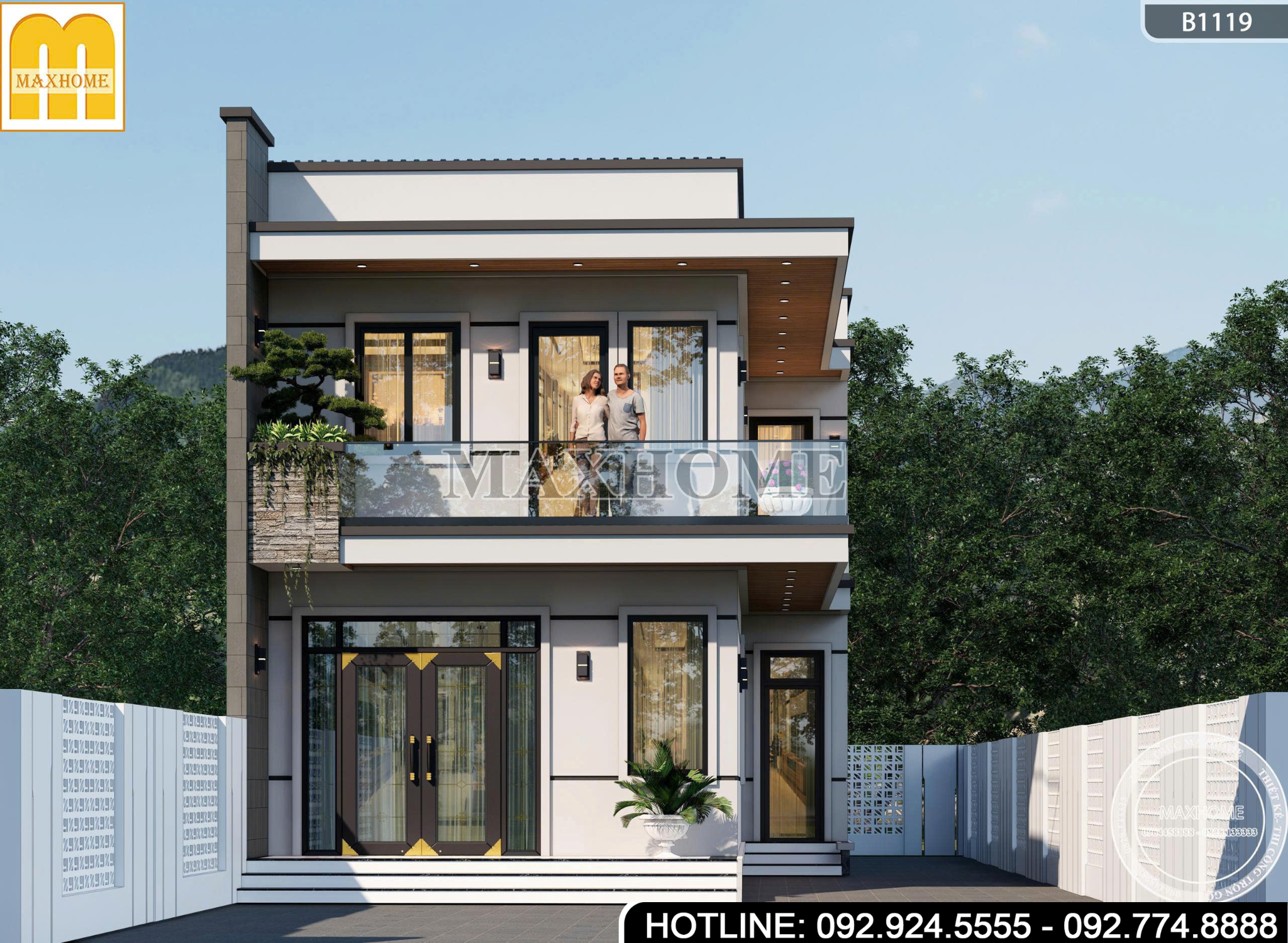 Mẫu Nhà 2 Tầng Mái Bằng | MH46981