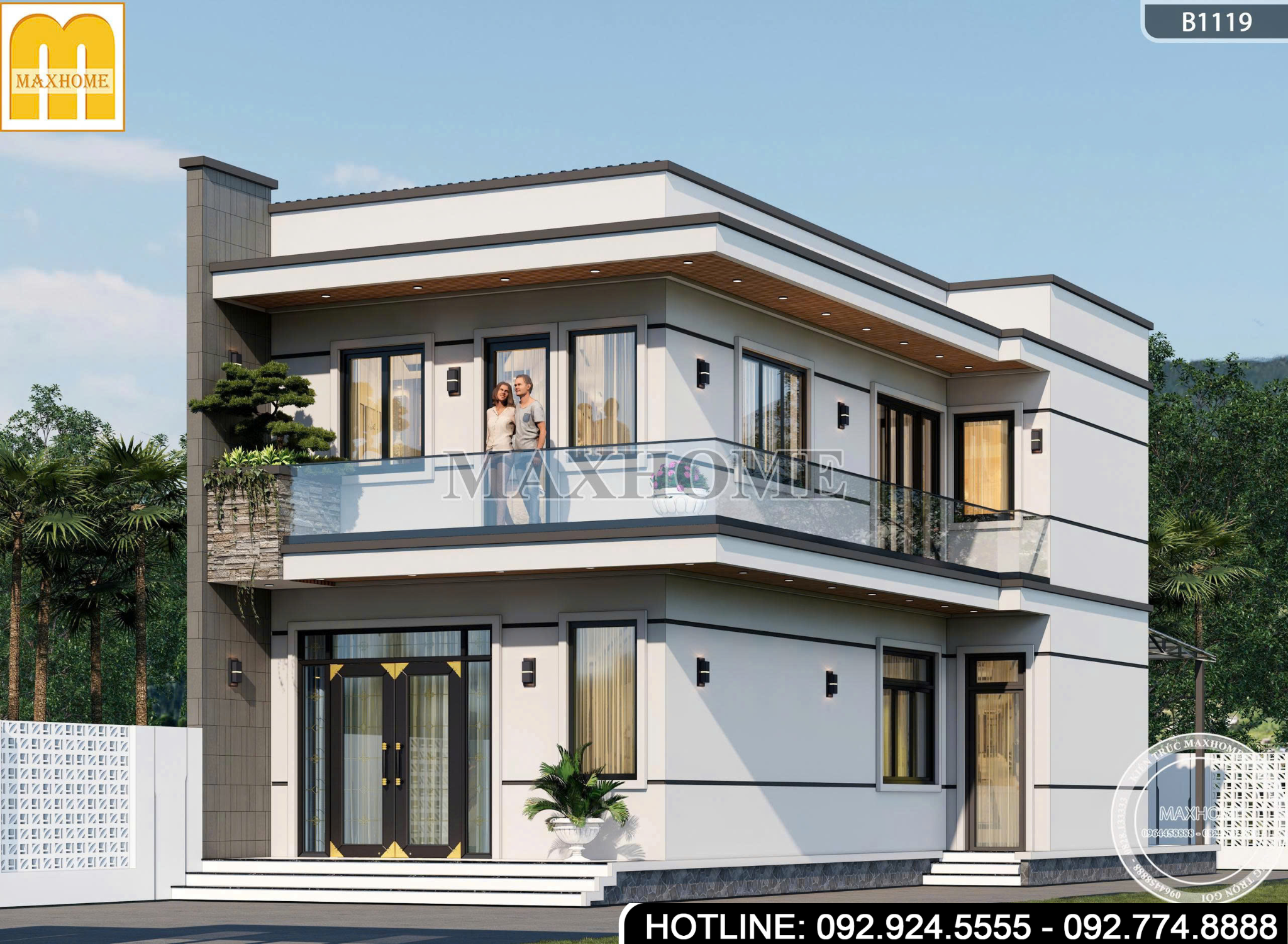 Mẫu Nhà 2 Tầng Mái Bằng | MH46981