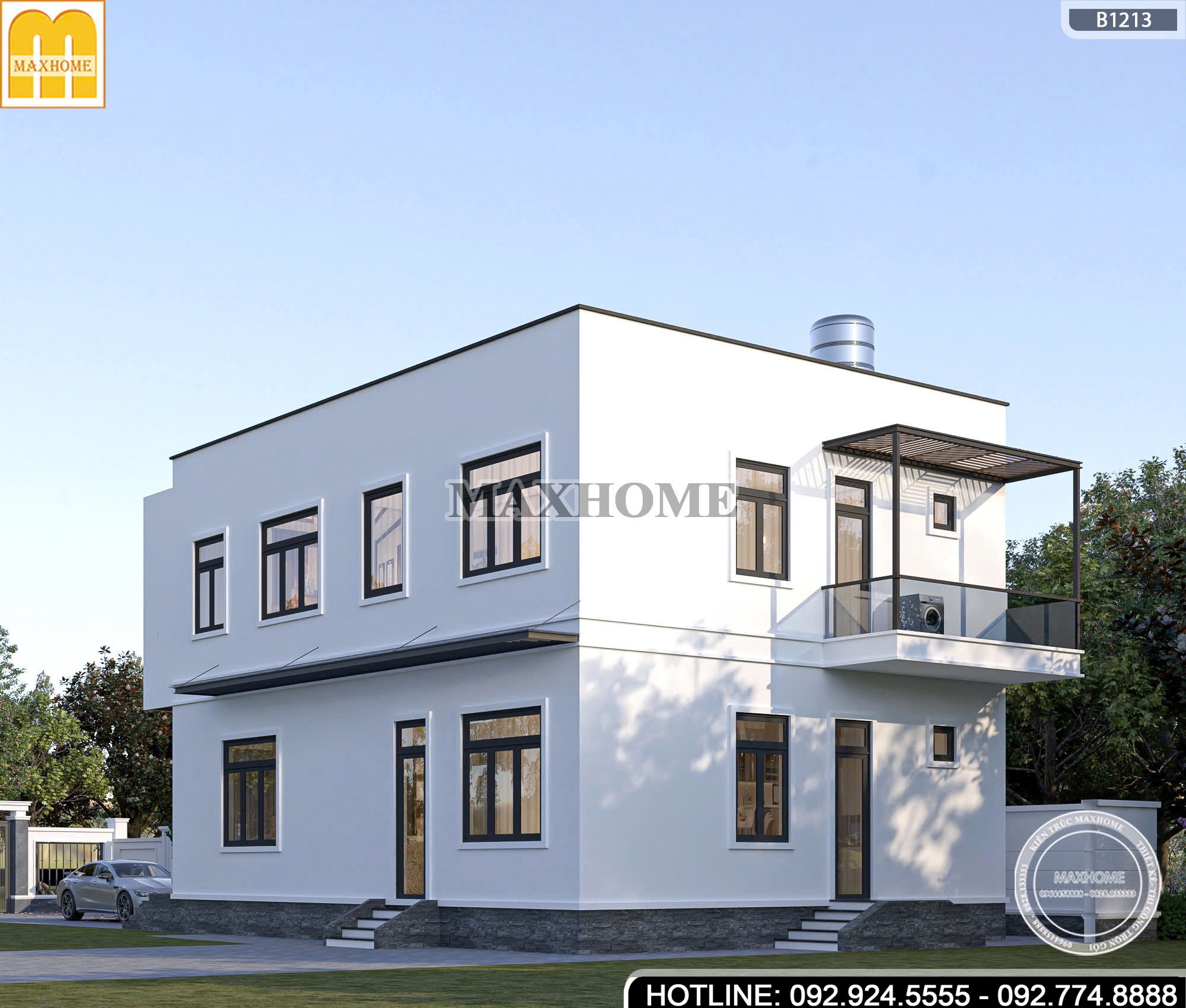 Mẫu Nhà 2 Tầng Chữ L Hiện Đại | MH47035