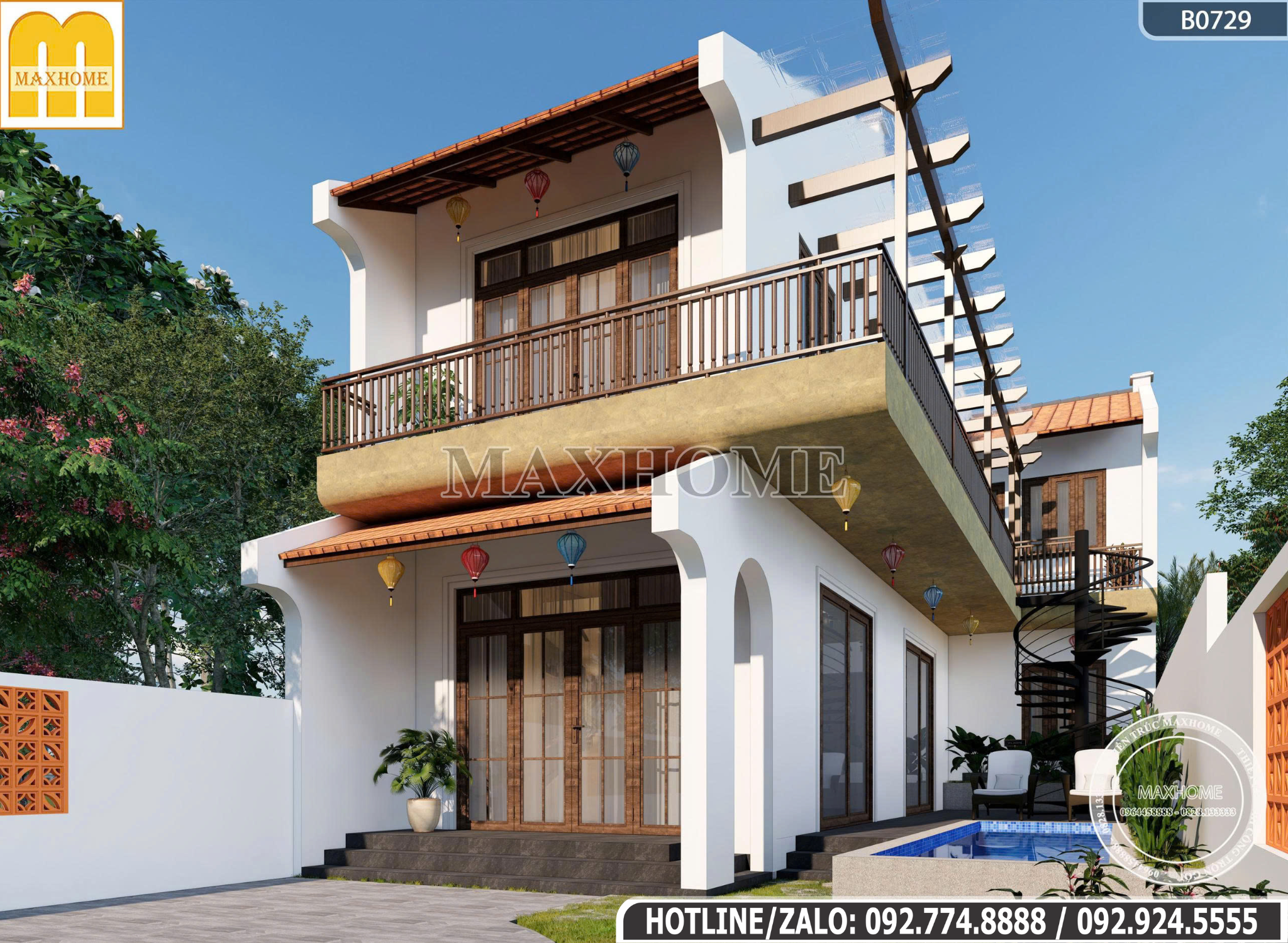 Mẫu Nhà 2 Tầng Phong Cách Mới Lạ | MH46732