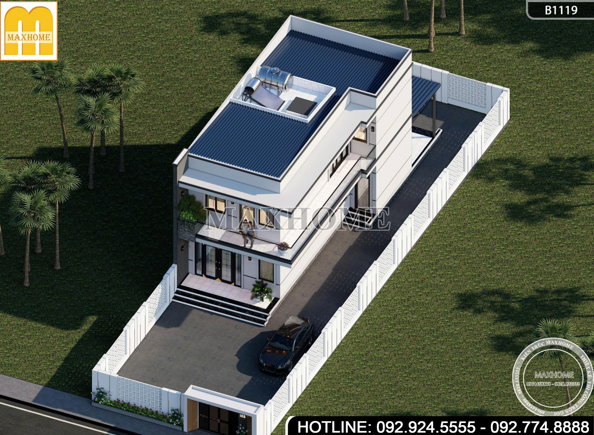 Mẫu Nhà 2 Tầng Mái Bằng | MH46981